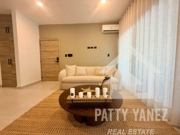 Apartamento de un dormitorio con vista al jardín en venta en Encuentro, República Dominicana