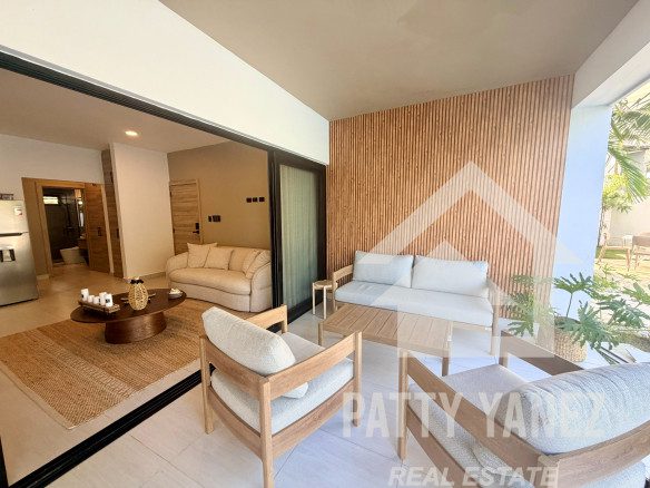 Apartamento de un dormitorio con vista al jardín en venta en Encuentro, República Dominicana
