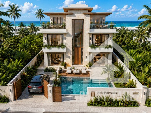 Pre-Construction 3-Bedroom Villa with Private Pool & Rooftop Terrace in Kite Beach