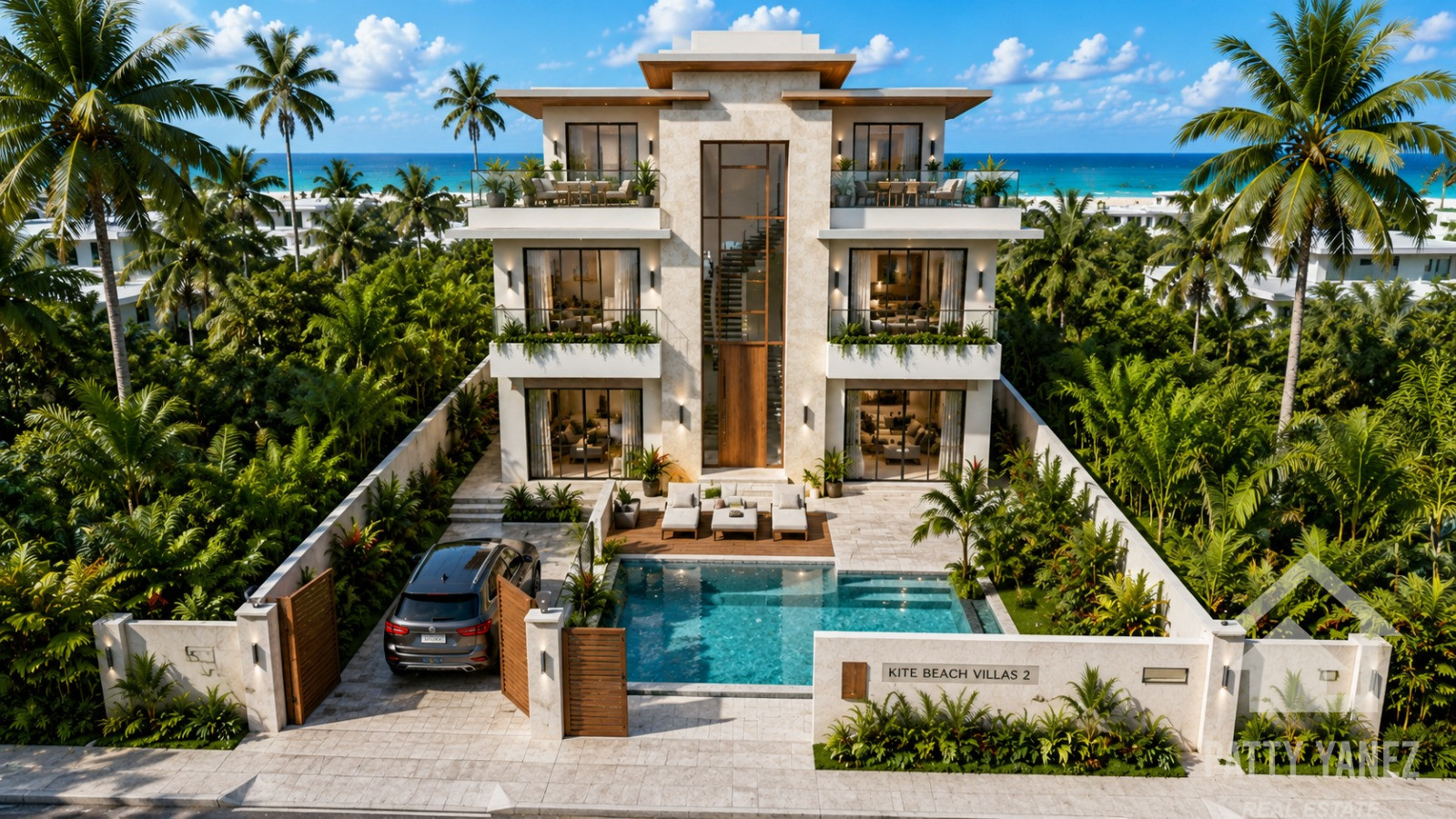 Pre-Construction 3-Bedroom Villa with Private Pool & Rooftop Terrace in Kite Beach
