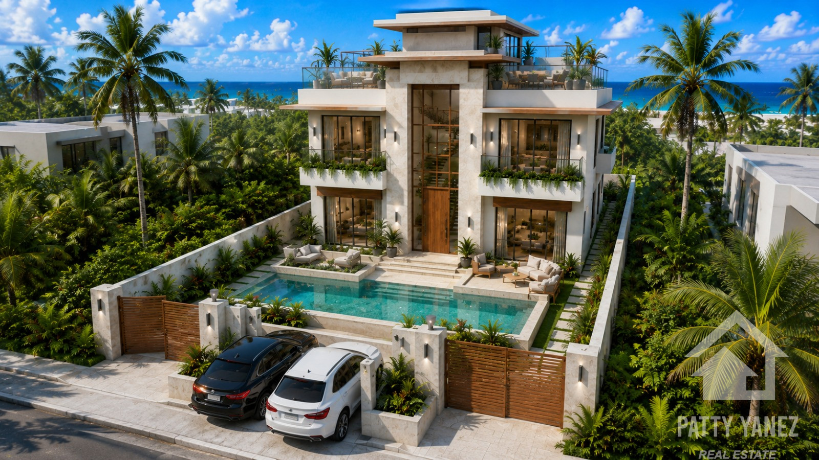 Pre-Construction 3-Bedroom Villa with Private Pool & Rooftop Terrace in Kite Beach