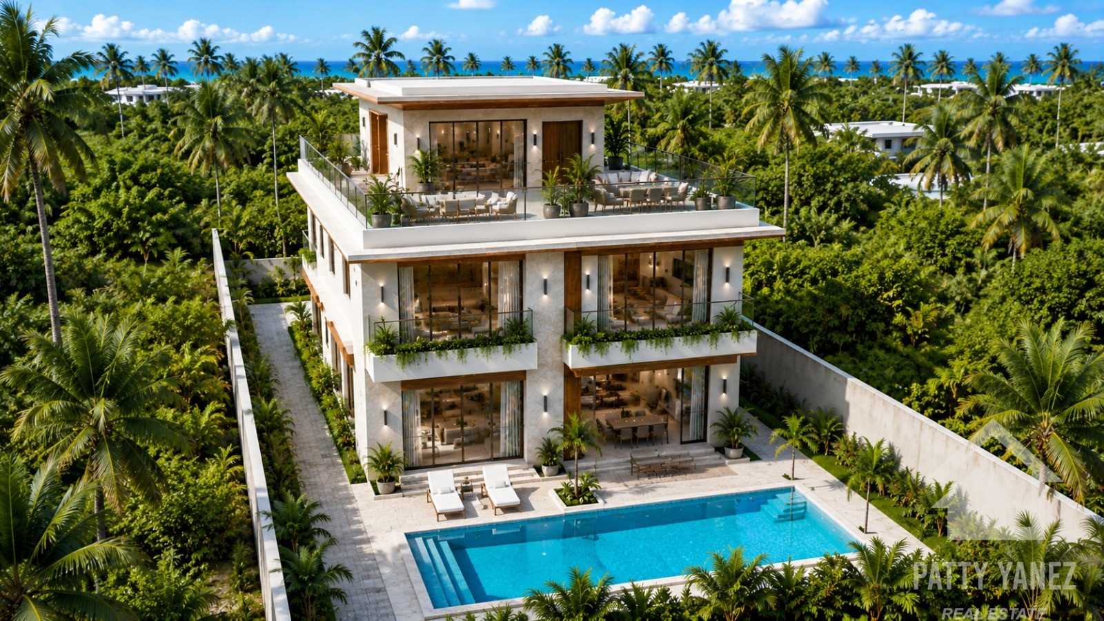 Pre-Construction 3-Bedroom Villa with Private Pool & Rooftop Terrace in Kite Beach